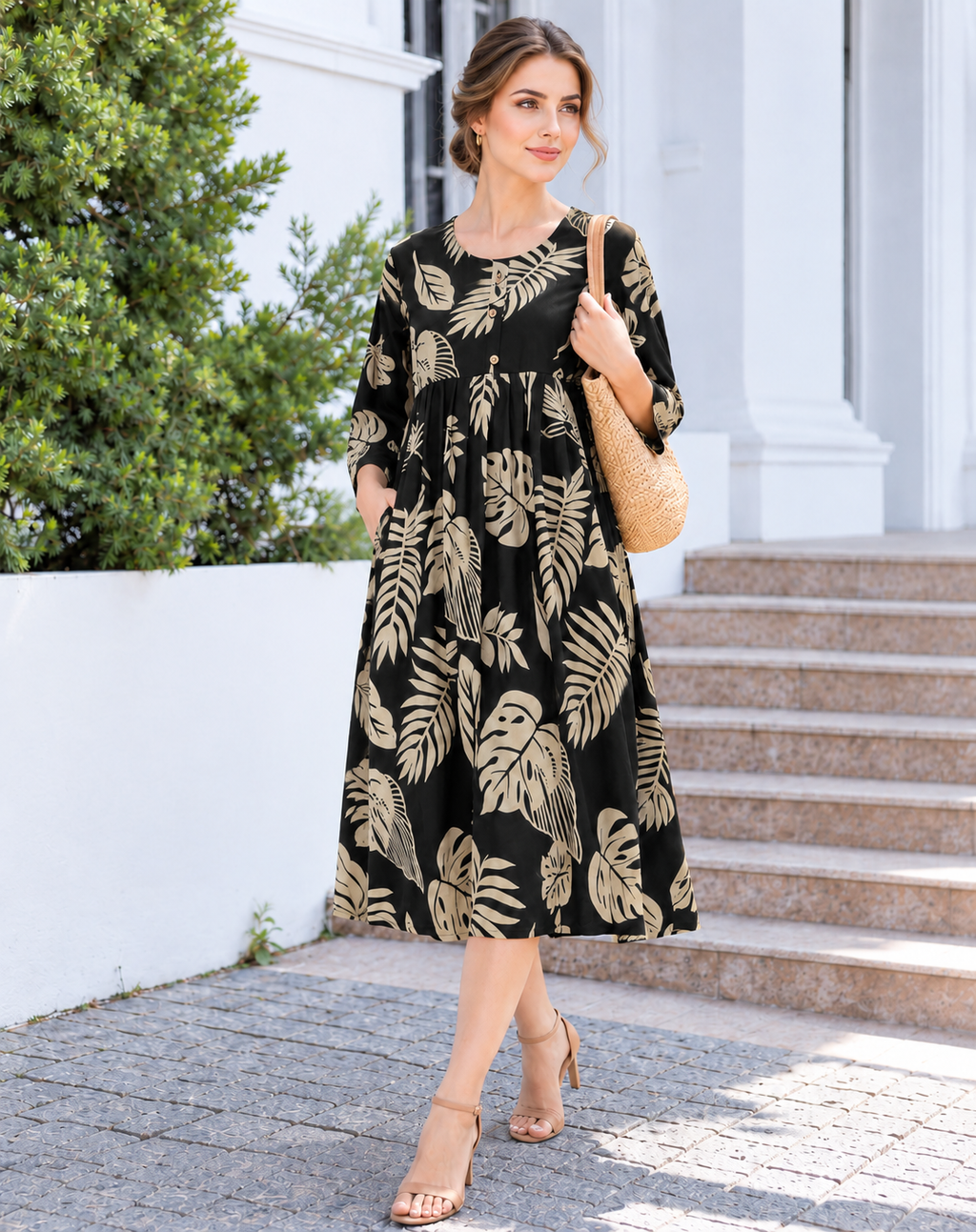 Leaf Print Short Nighty