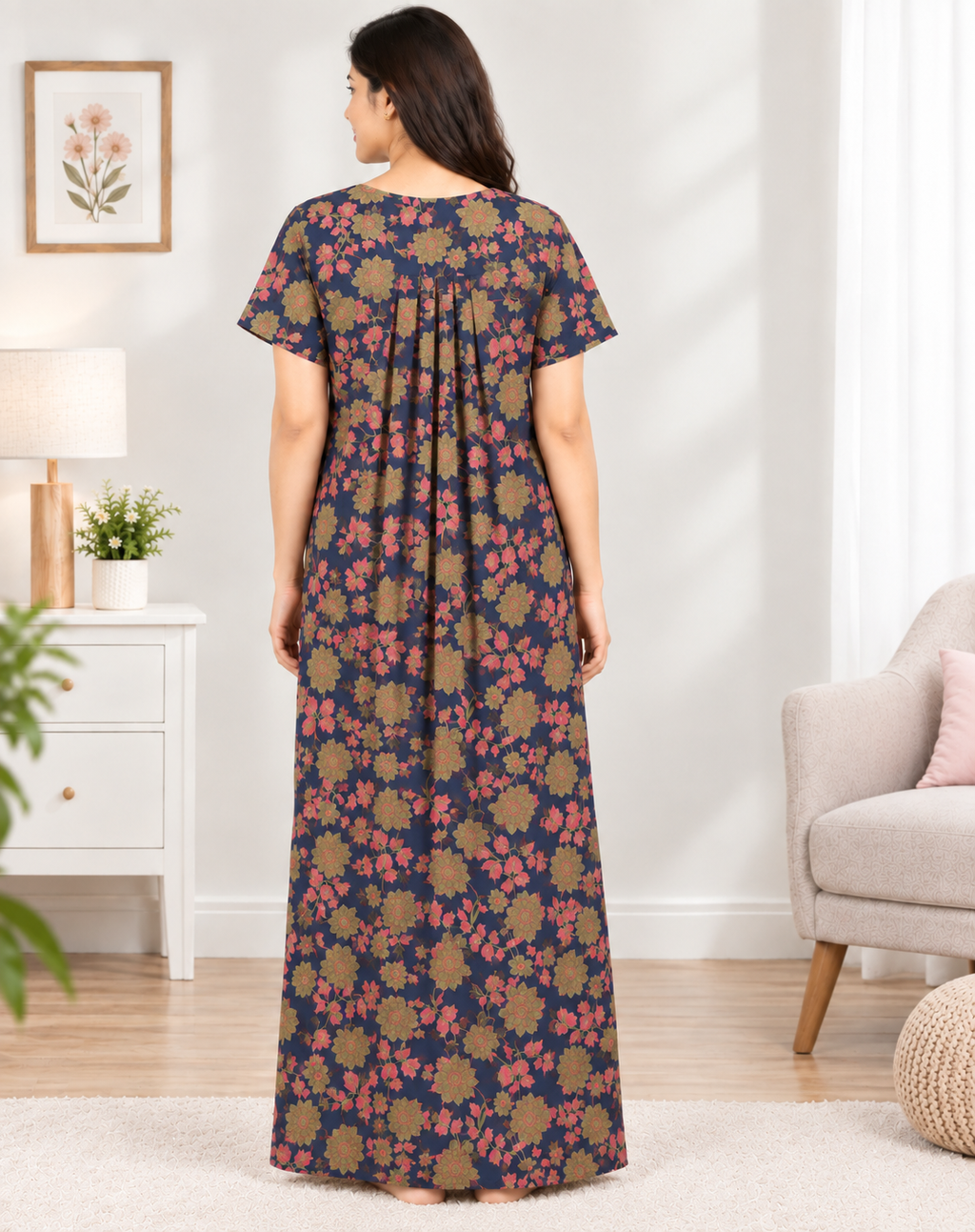 Charak Cotton Frill Kalamkari Nighties