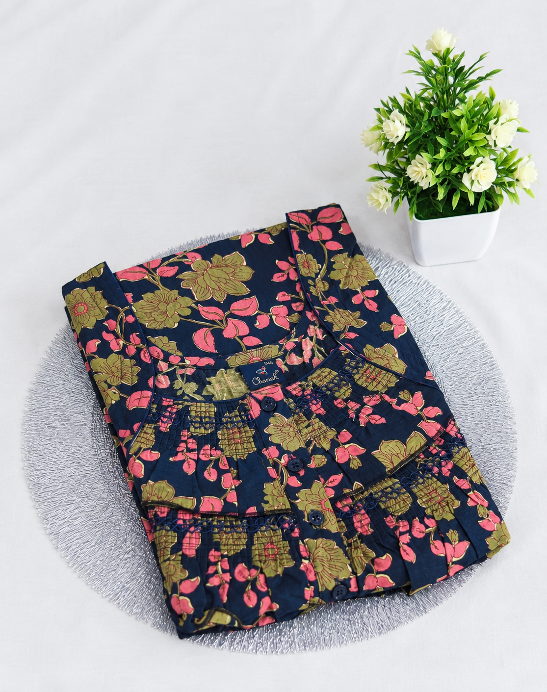 Charak Cotton Frill Kalamkari Nighties