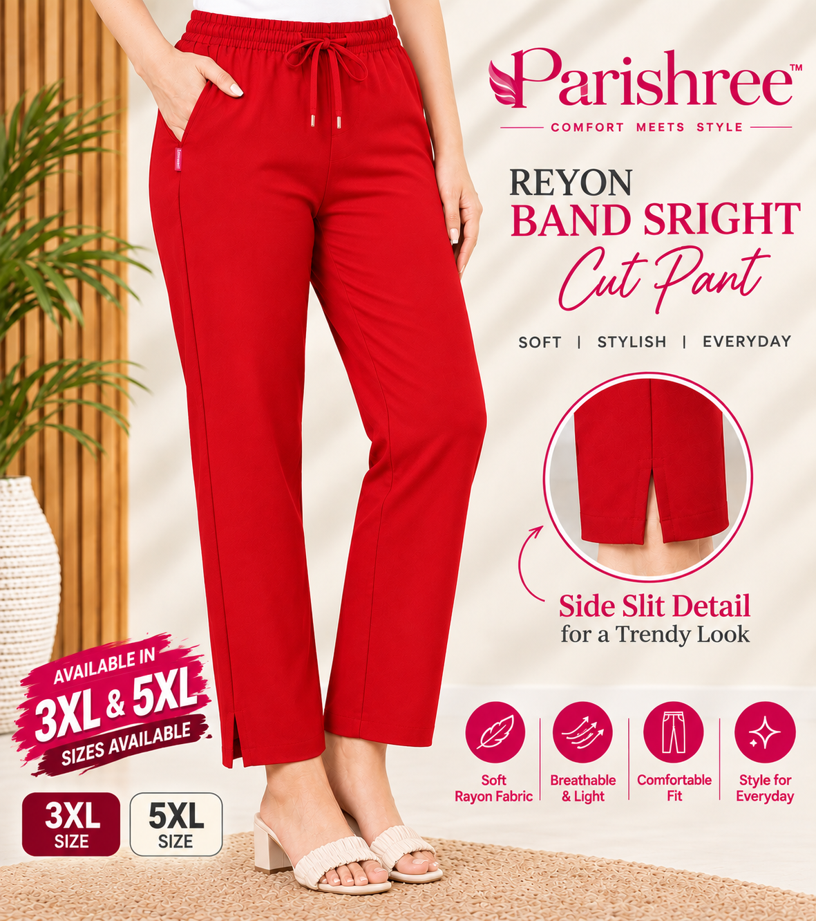 Parishree Rayon Stright Cut Pants