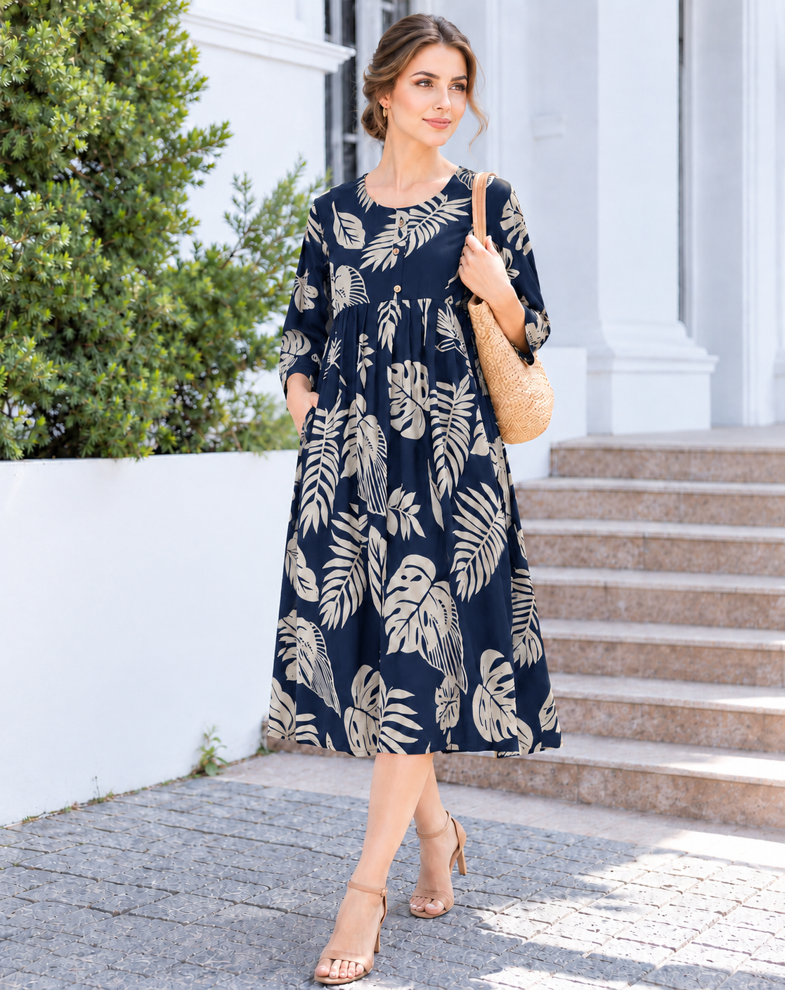 Leaf Print Short Nighty