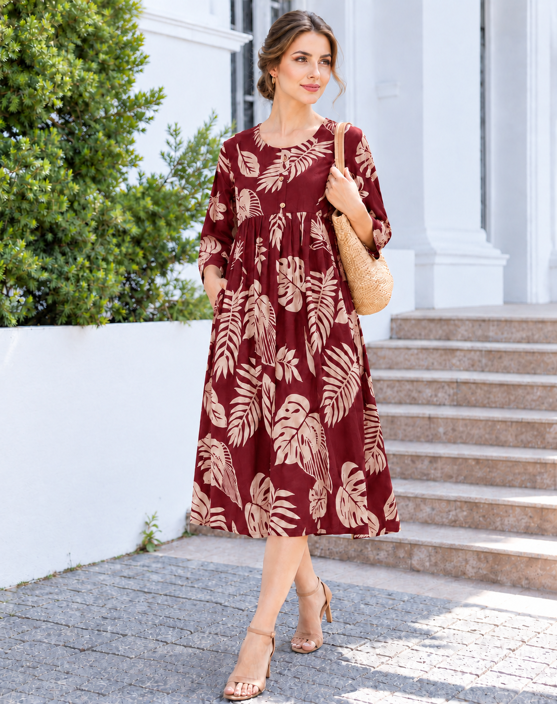 Leaf Print Short Nighty