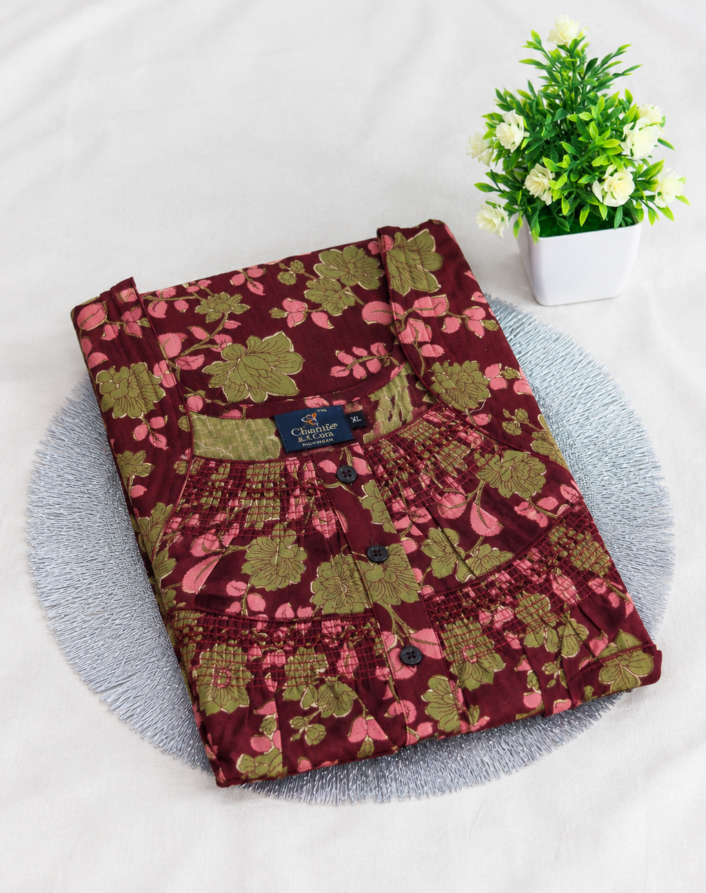 Charak Cotton Frill Kalamkari Nighties