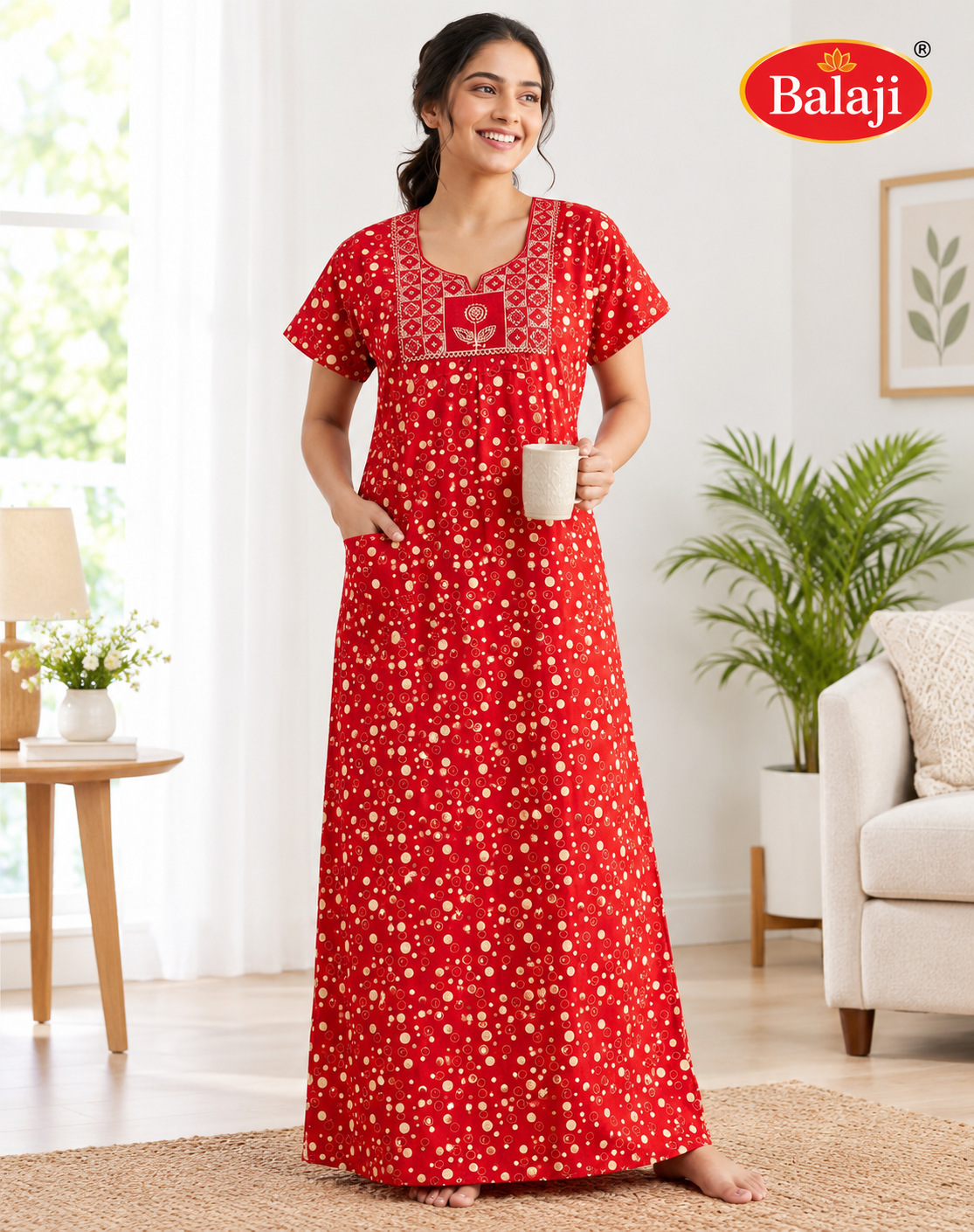 Mirror Work Nighties Red