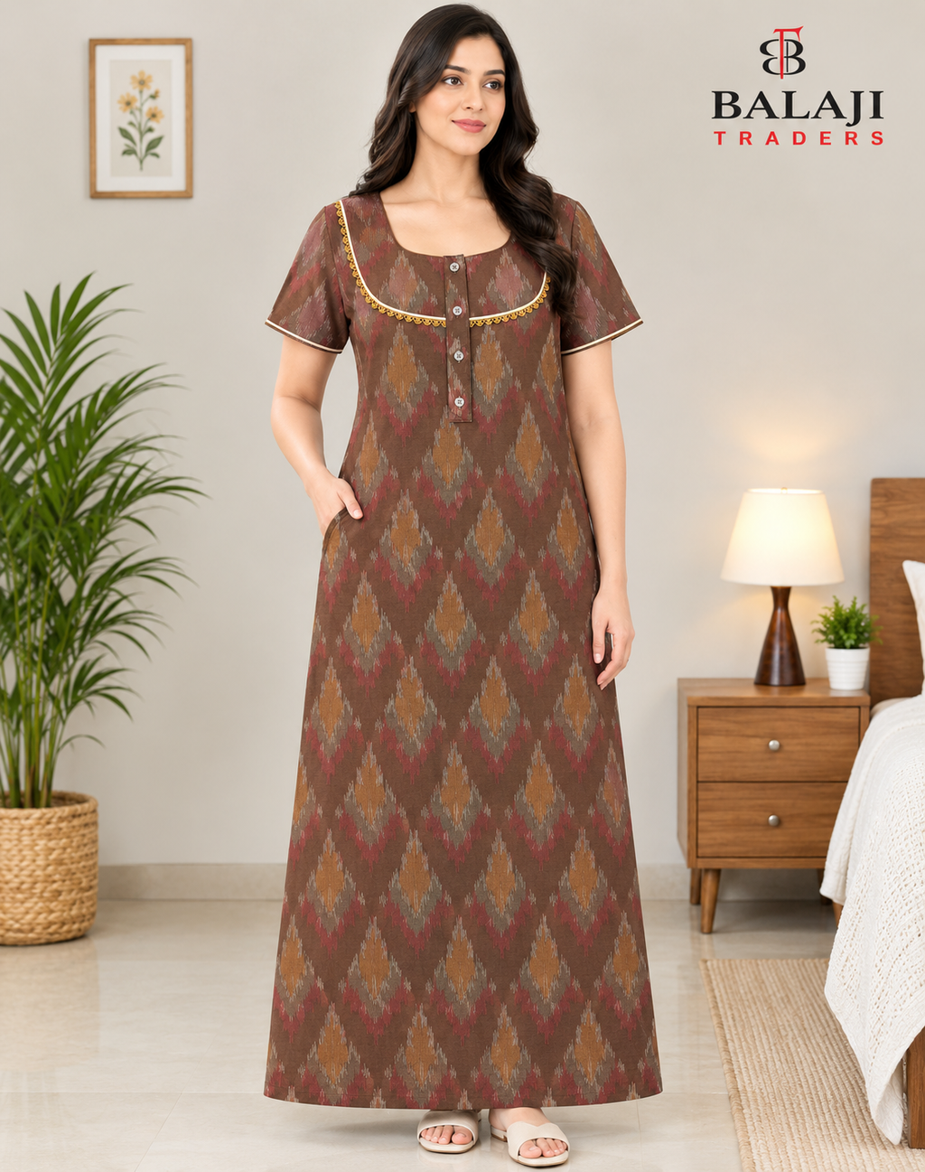 Pure Cotton 3 Button Nighties ( Balaji)