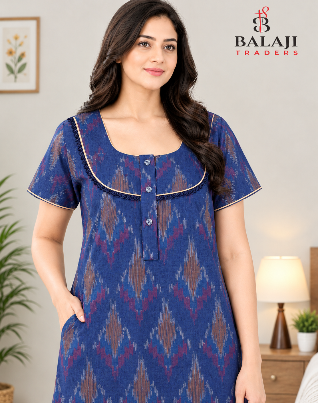 Pure Cotton 3 Button Nighties