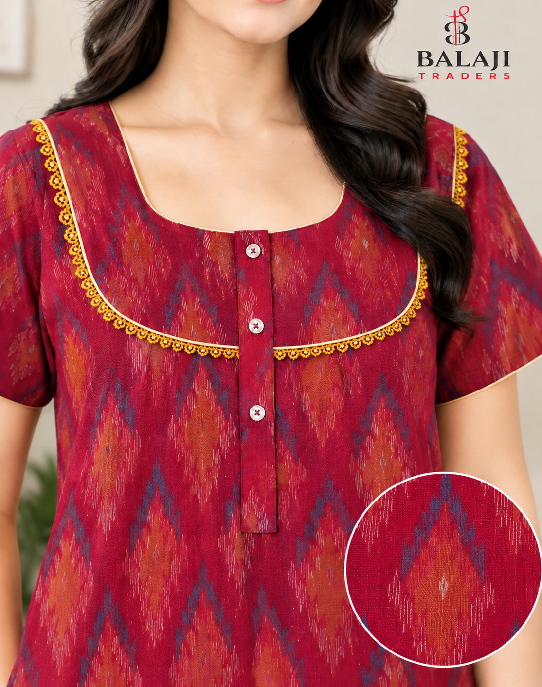 Pure Cotton 3 Button Nighties