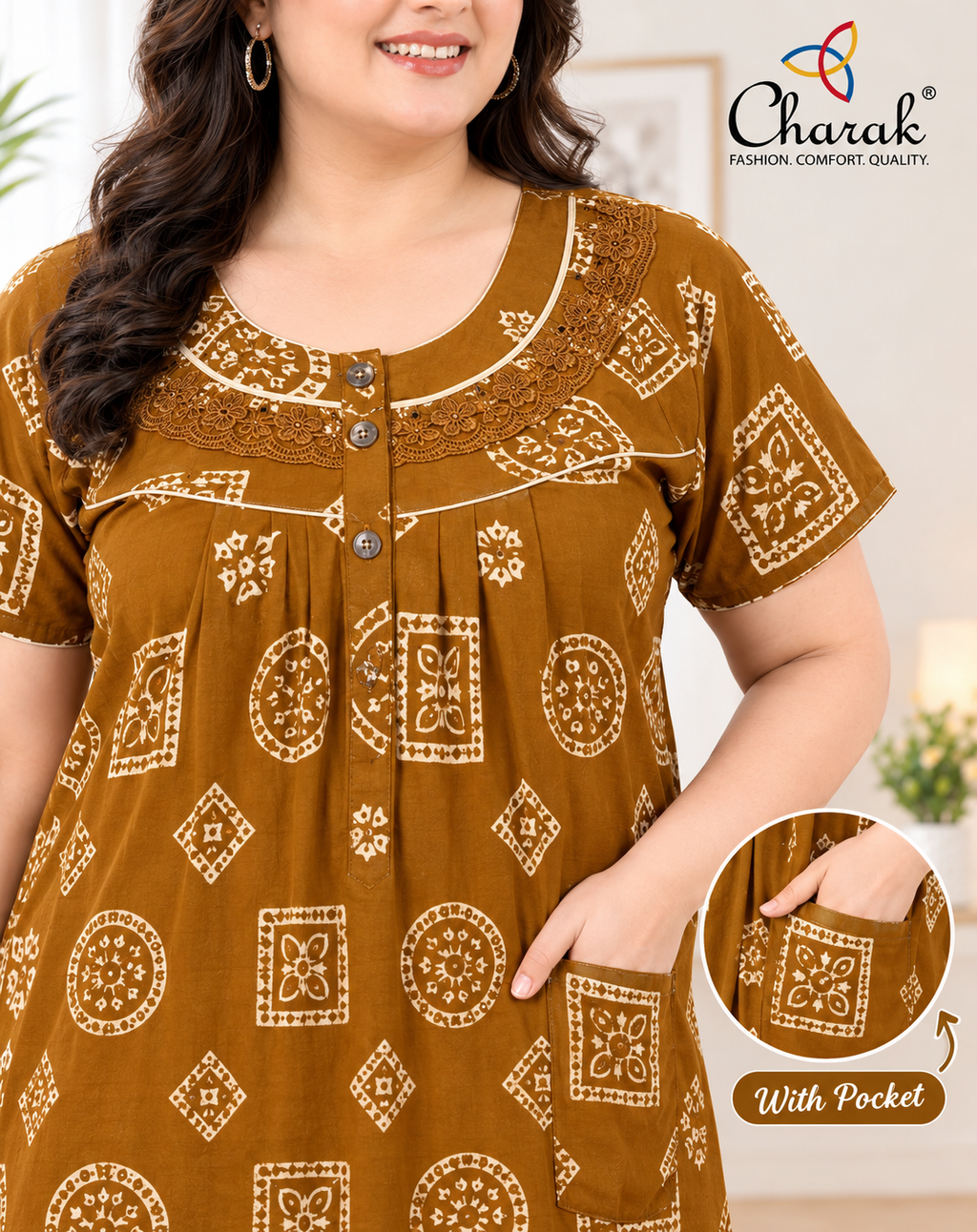 Pure Cotton 3XL Nighties ( Charak )