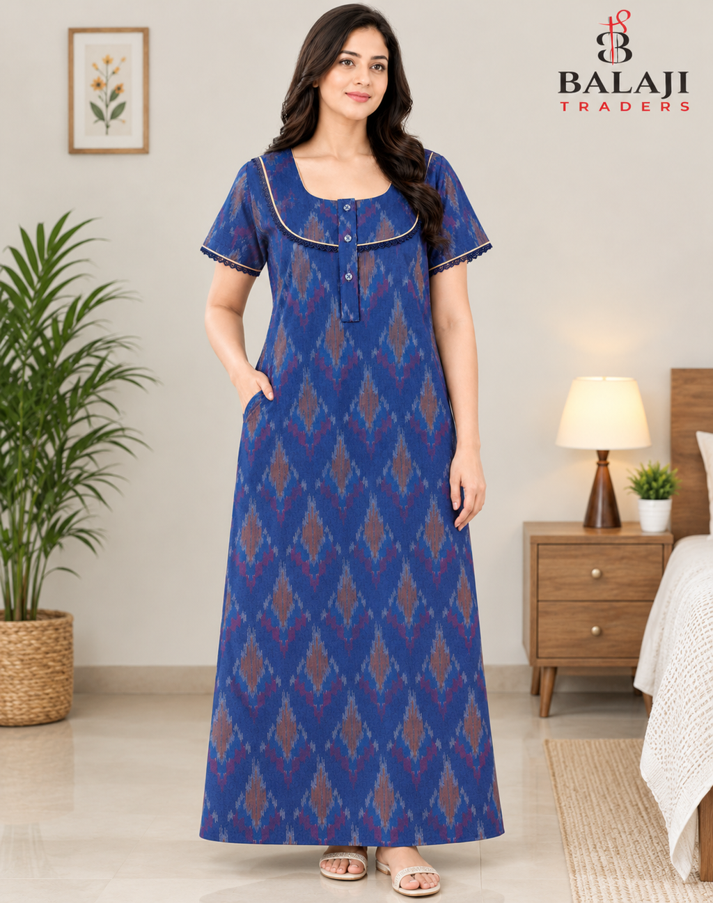 Pure Cotton 3 Button Nighties