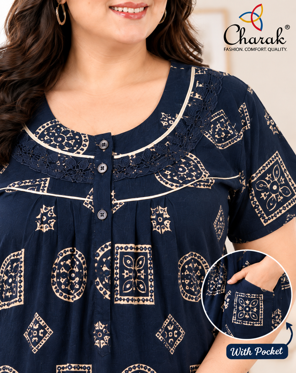 Pure Cotton 3XL Nighties ( Charak )