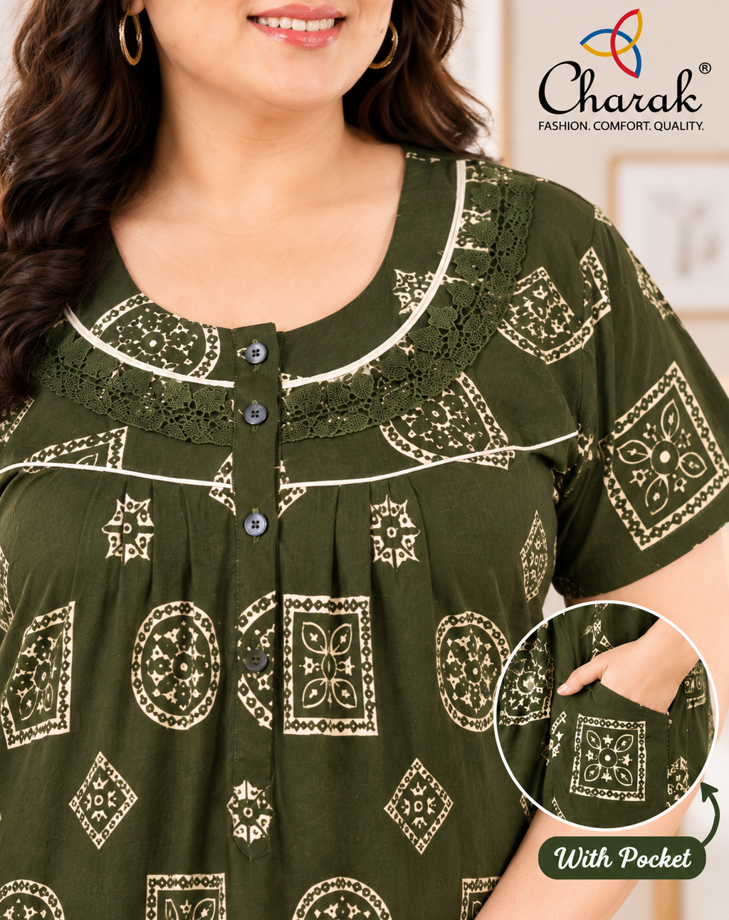 Pure Cotton 3XL Nighties ( Charak )