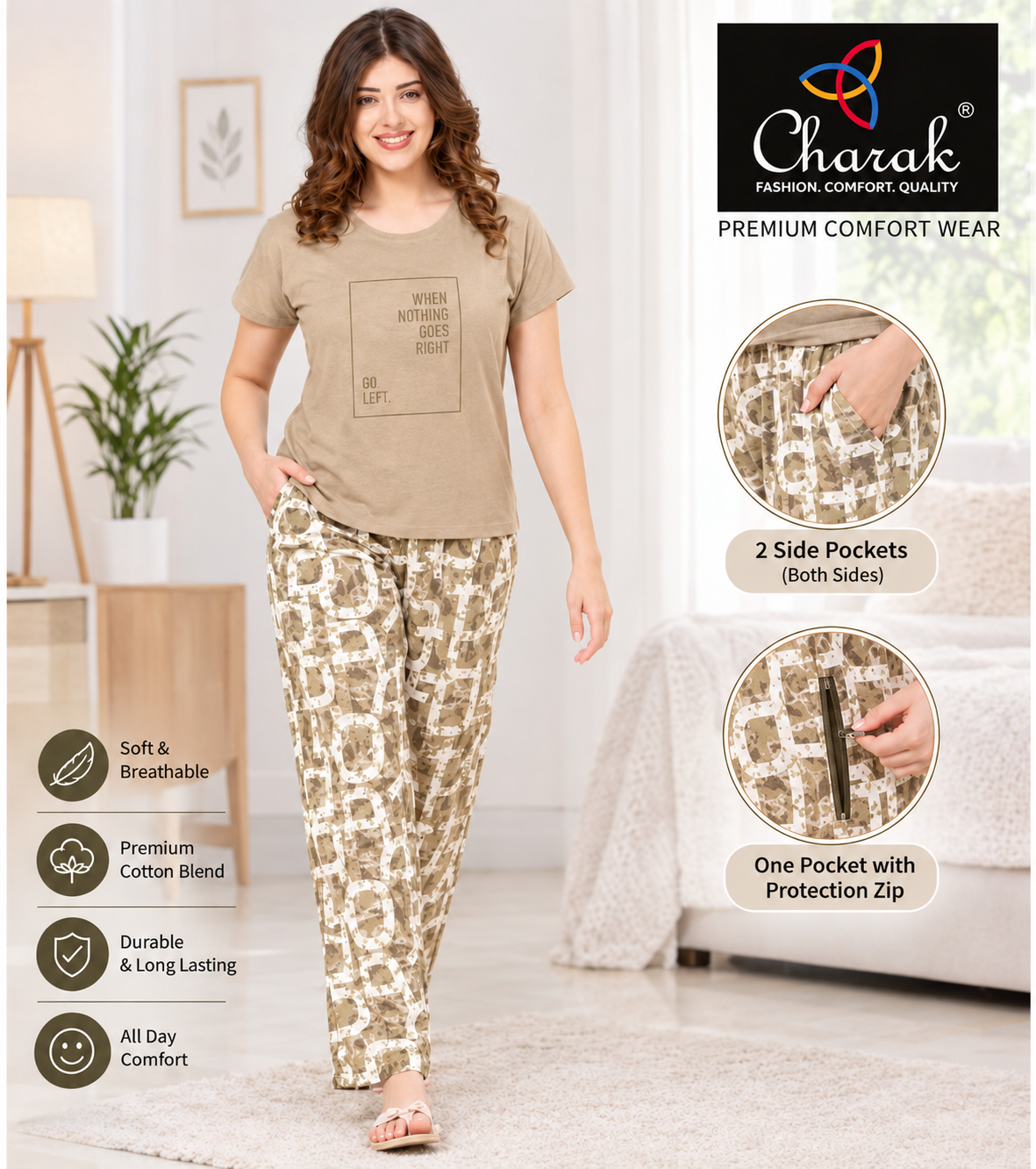 Charak Round Neck Night Suit