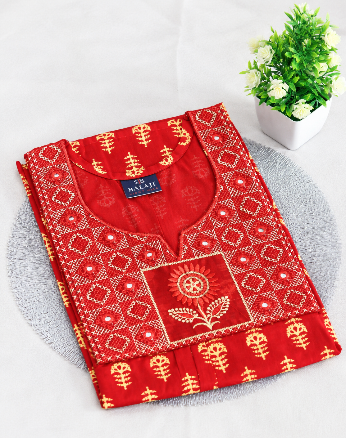 Mirror Work Nighties Red