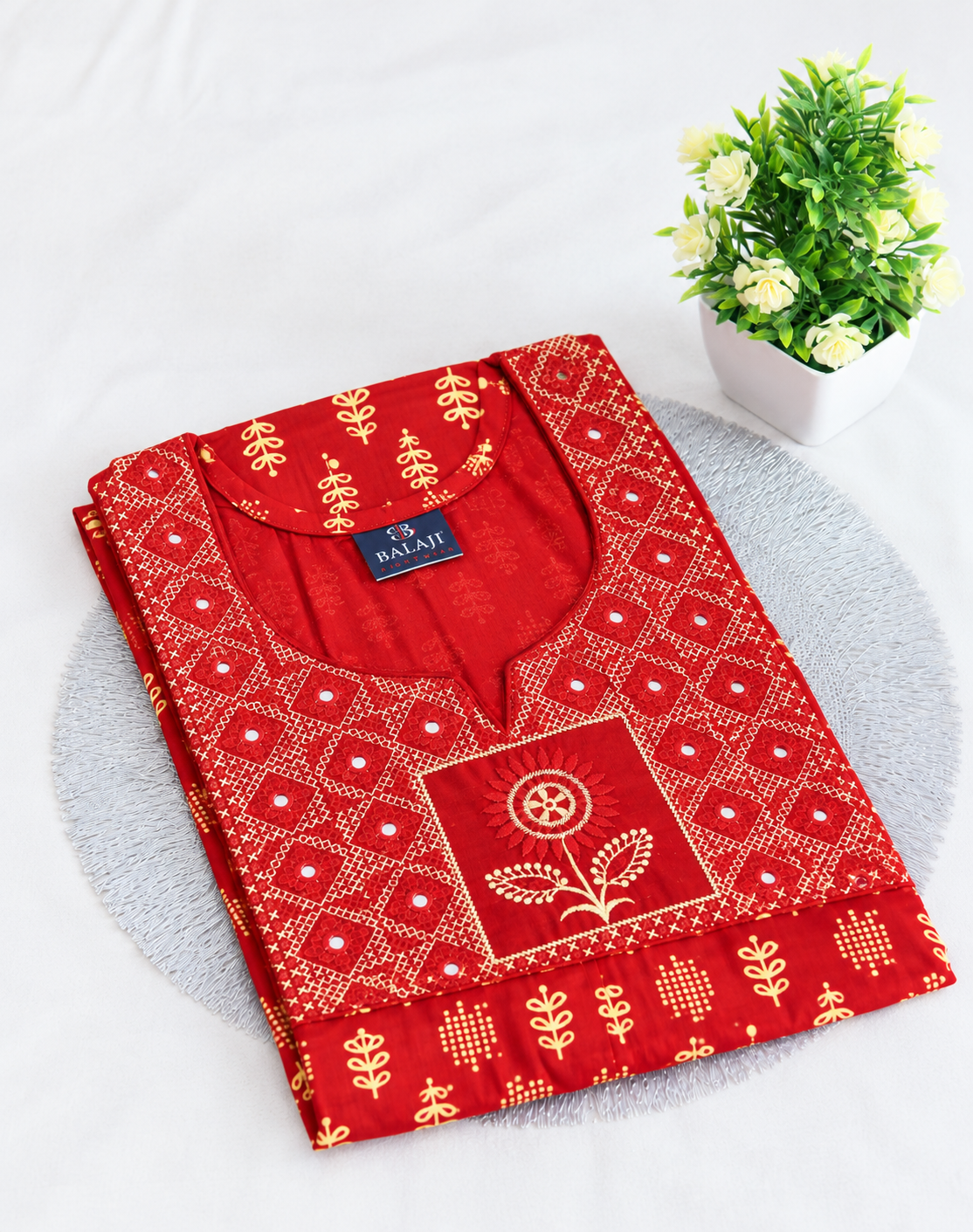 Mirror Work Nighties Red